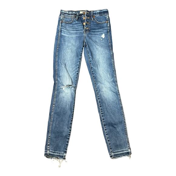 Madewell Womens Jeans 10" high Rise Skinny sz 25 Distressed Button Fly - Picture 1 of 7